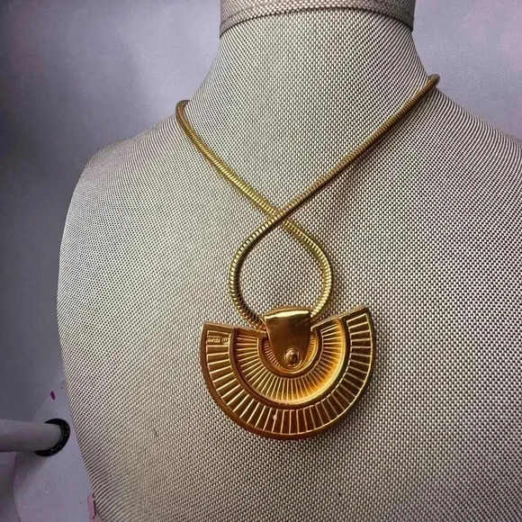 Napier Signed mod brown amber rust colors rare gold with enamel color necklacee - Picture 5 of 6